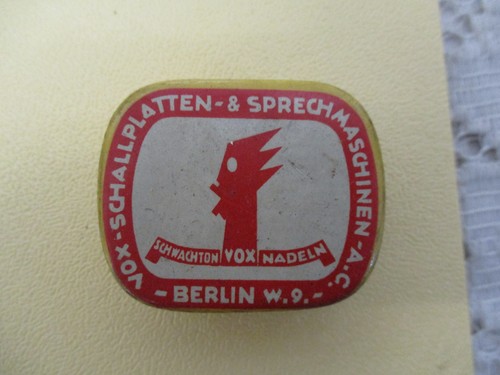 1930 vox nadelbox blechdose - vox,