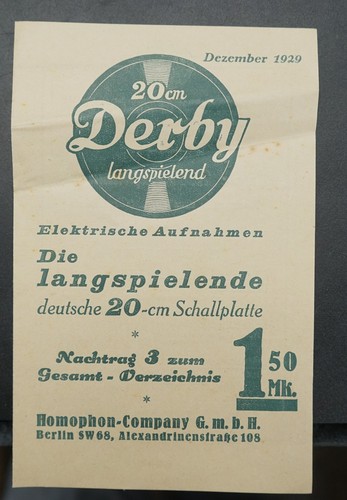 Derby schallplatten katalog - derby,