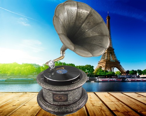 Grammophon gravuur vernickelt - gravuur,
