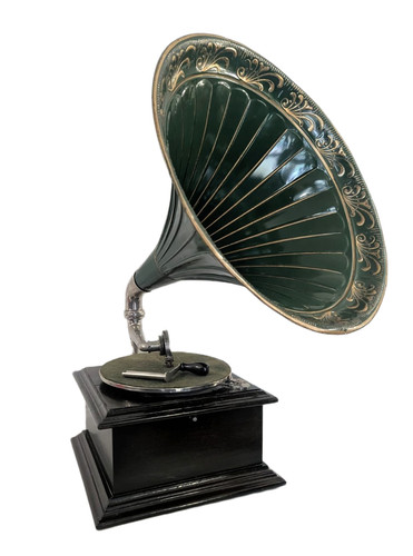 Gramofon tubowy zieloną - gramofon,