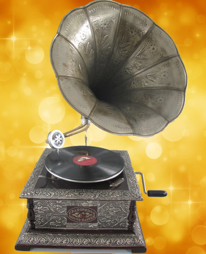 Grammophon gravuur vern - grammophon, vern./holz